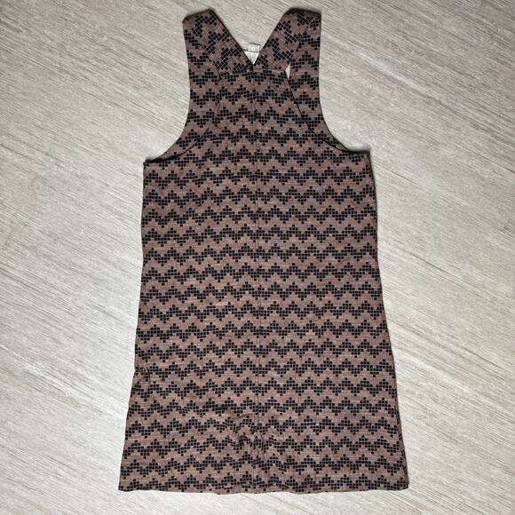 Ace & Jig Cotton Pinafore Dress XS Brown Black Geometric Pattern Pocket Jumper - Picture 2 of 8
